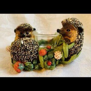 Vintage Innovation Votive Holder Hedgehogs Strawberries Clover Cottagecore